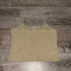 Paper Crane Olive Button-Front Tank Top